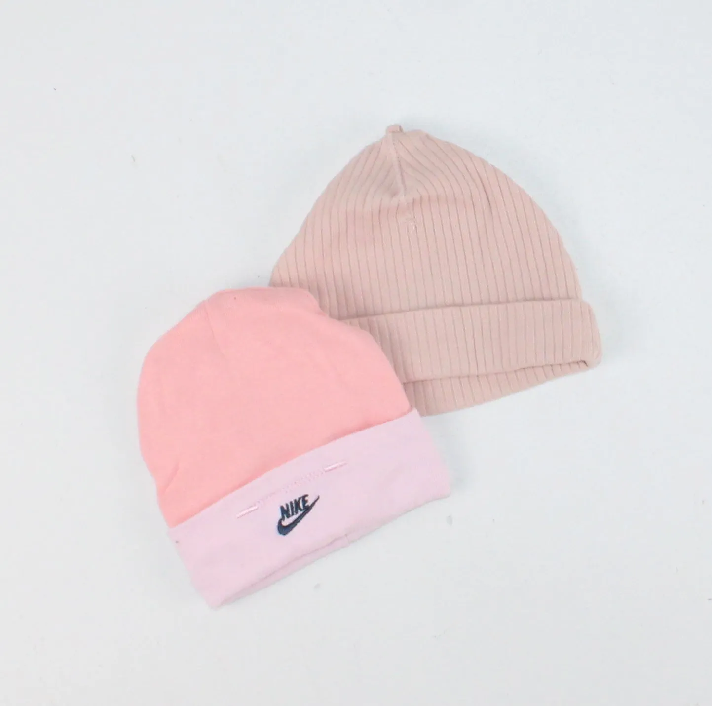 2 PACK PINK CRIB BEANIES 0-6M PRE-LOVED
