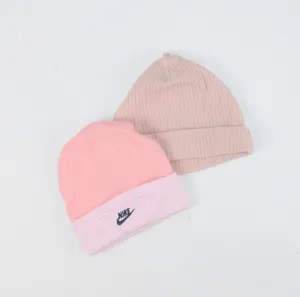 2 PACK PINK CRIB BEANIES 0-6M PRE-LOVED