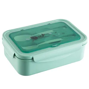 2 PCS Green Multipurpose Lunch Box with Spoon & Fork | Compact and Practical Lunch Storage