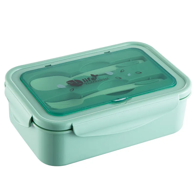 2 PCS Green Multipurpose Lunch Box with Spoon & Fork | Compact and Practical Lunch Storage