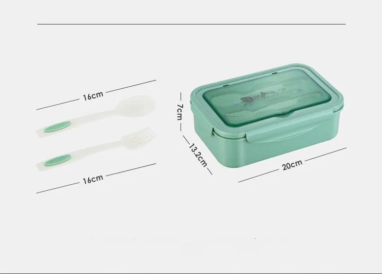 2 PCS Green Multipurpose Lunch Box with Spoon & Fork | Compact and Practical Lunch Storage