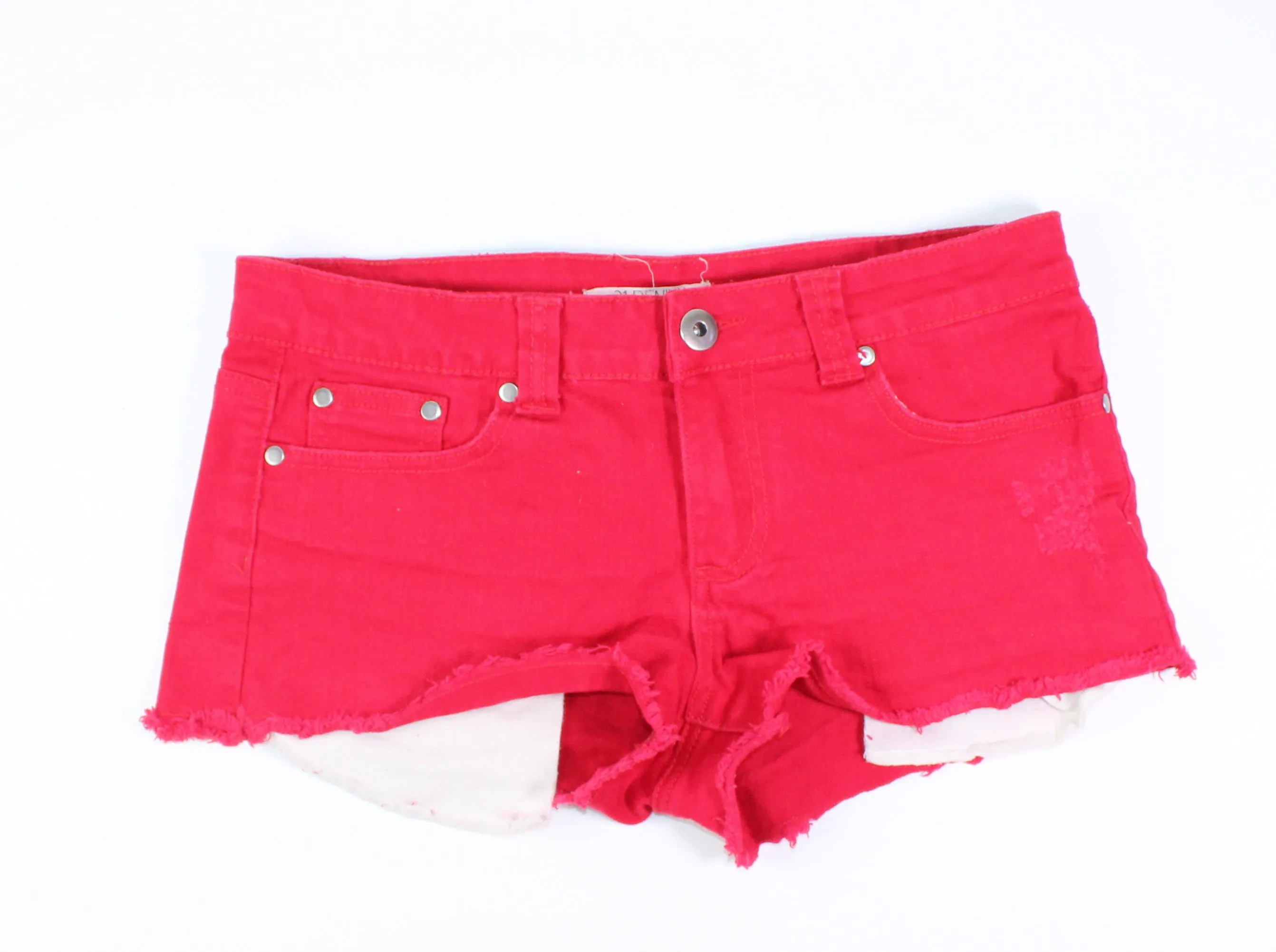 21 RED DENIM SHORTS 29 PRE-LOVED