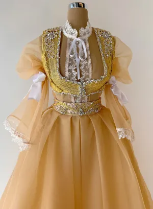 Addilynn Nude & Gold Embellished Evening Dress
