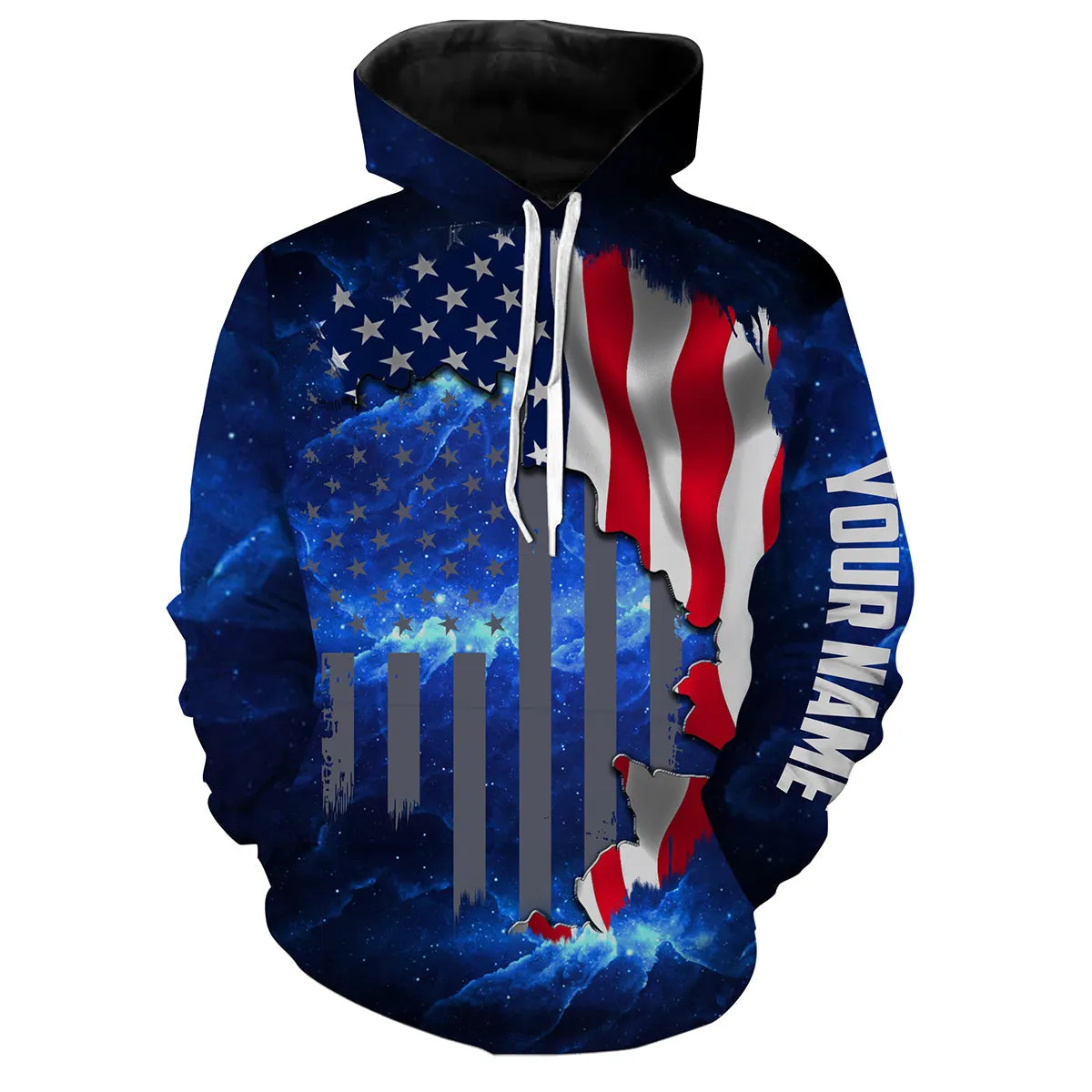 American Flag Universe Patriotic Custom Name All Over Print Shirts - Personalized Fishing Gift For Men, Women