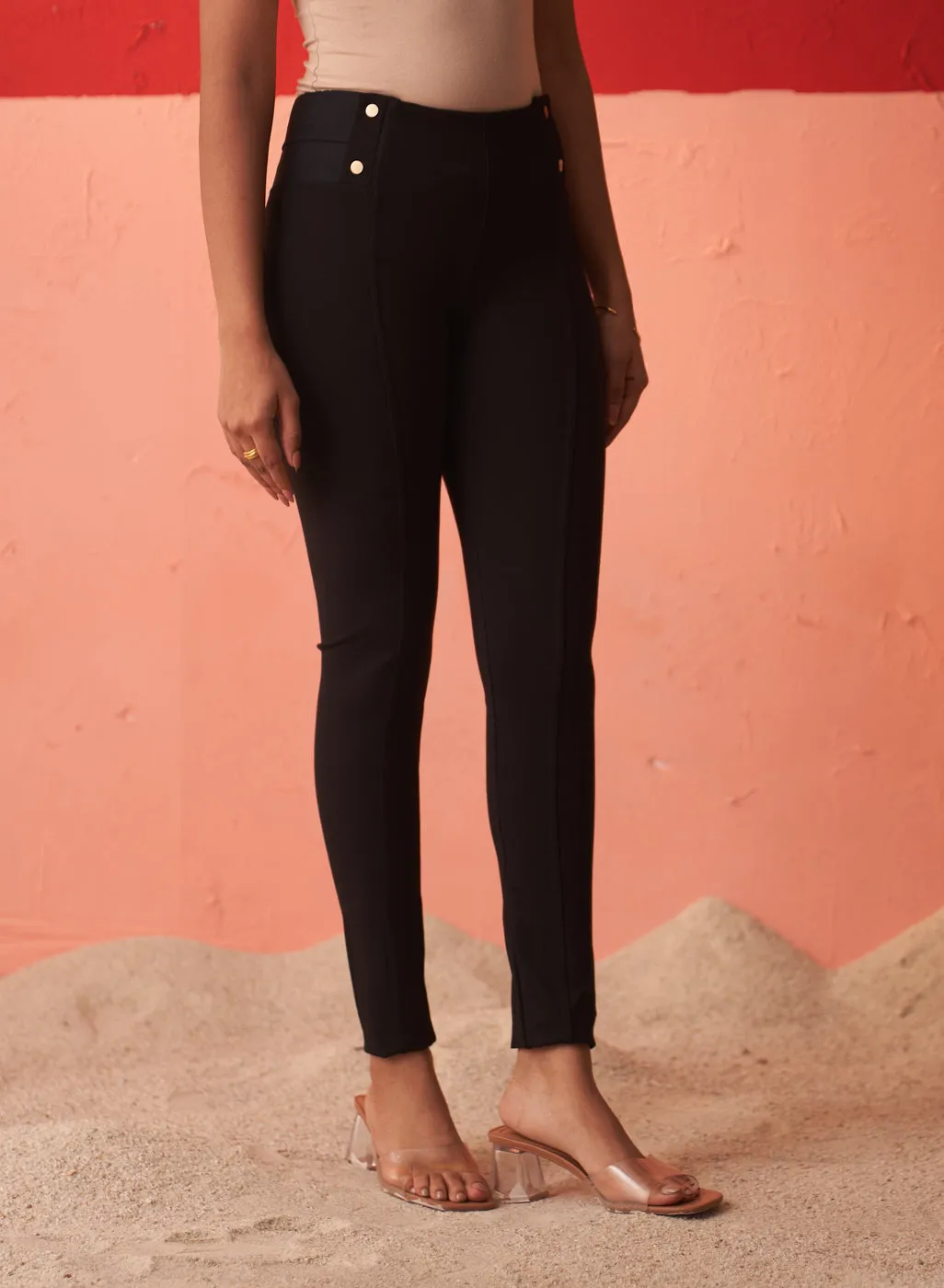 Anaya Black Skinny Fit Trousers for Women