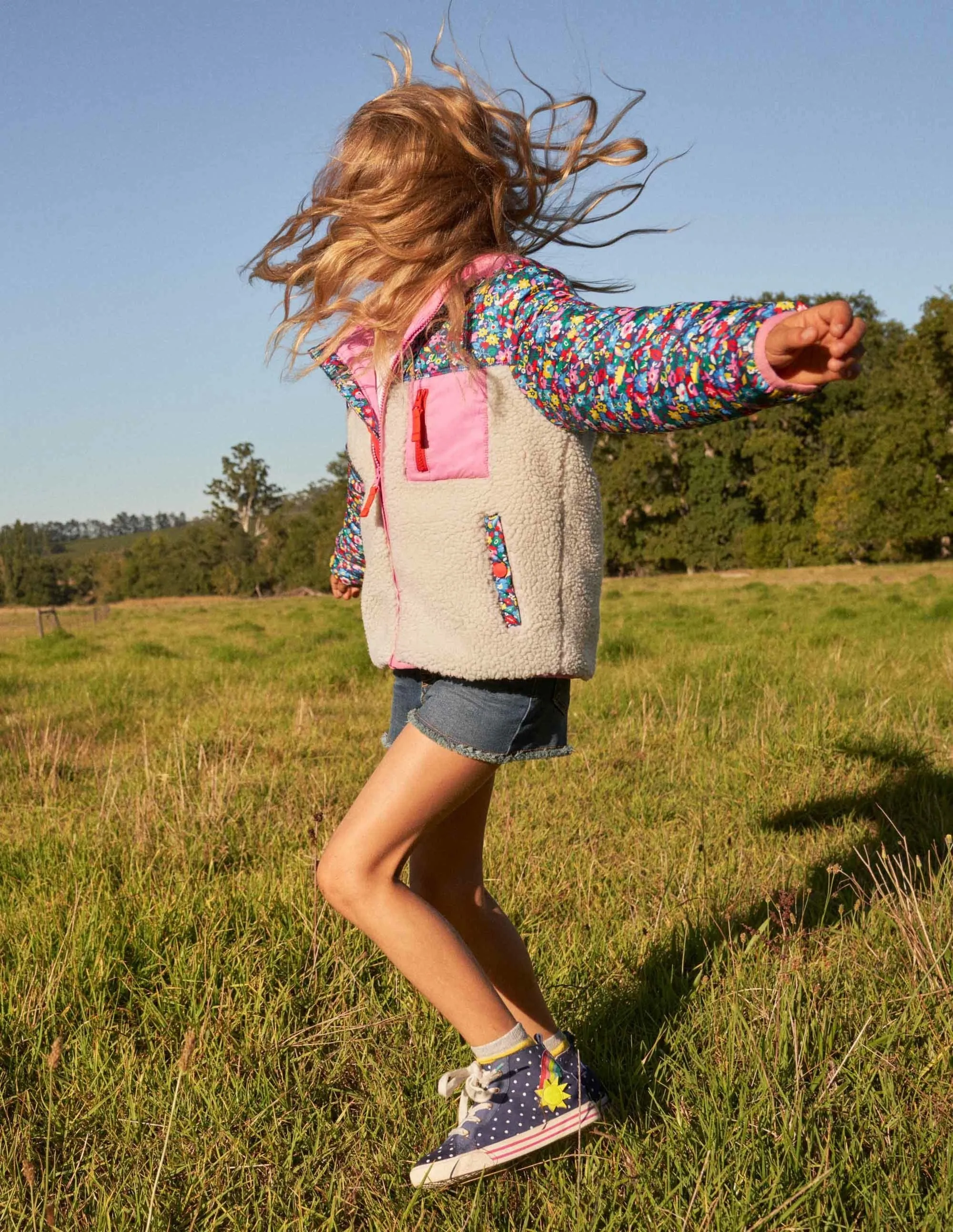 Colourblock Borg Jacket-Borg Multi Patchwork Floral