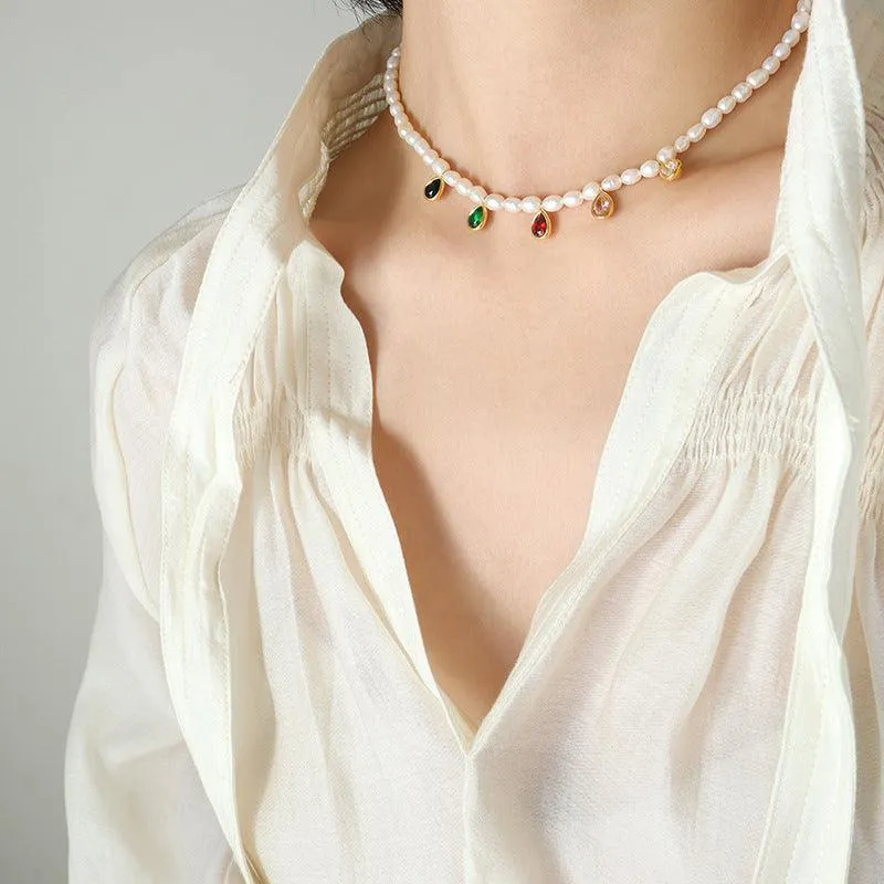 Crystal Stone Cold Simple Necklace