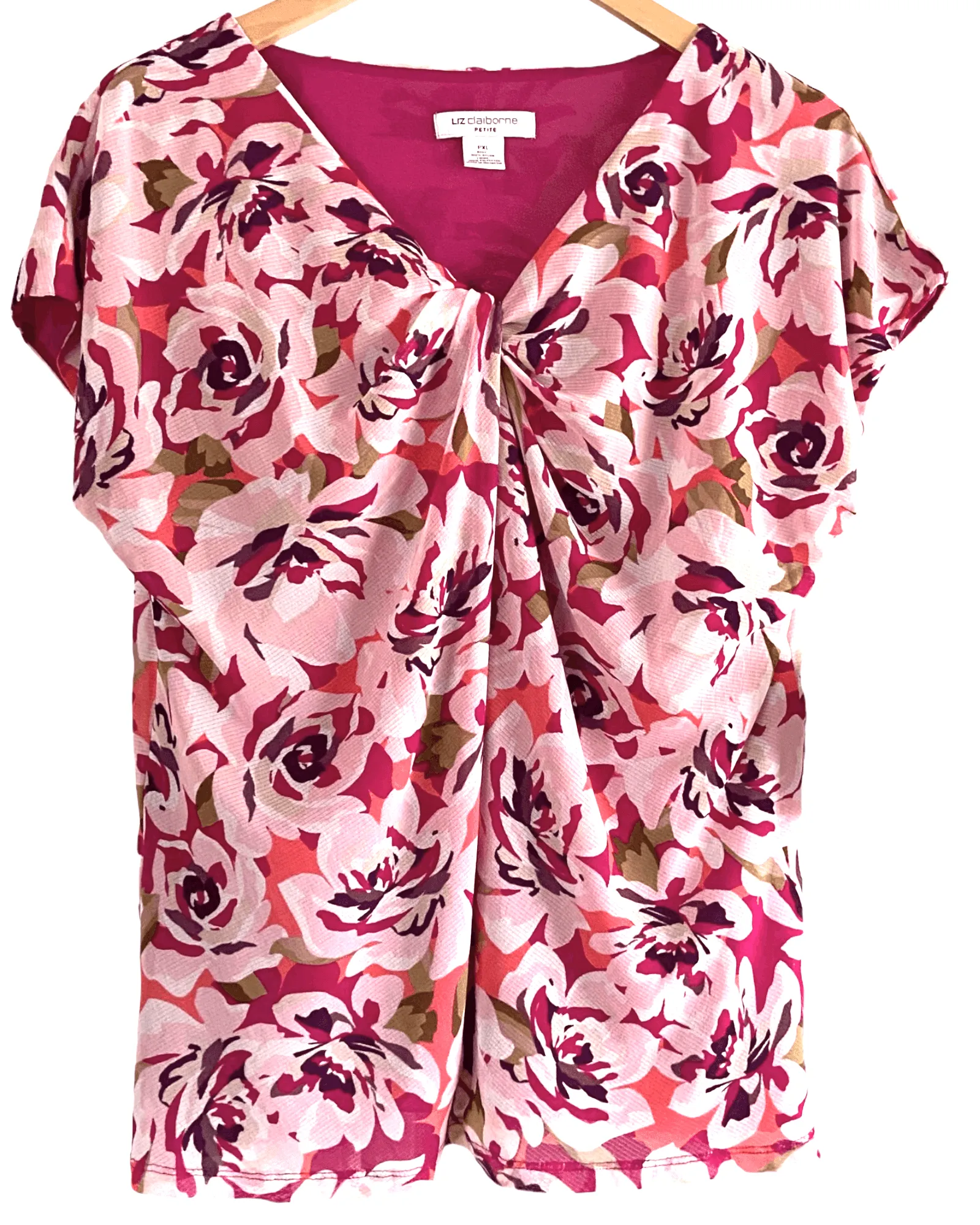 Dark Winter Floral Print Twist-front Blouse