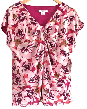 Dark Winter Floral Print Twist-front Blouse