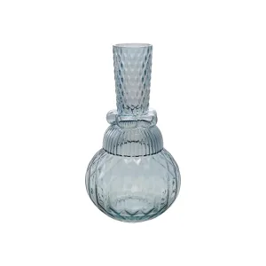 Embossed Glass Vase - Blue