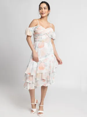 Exquisite Ivory Off-Shoulder Midi Dress