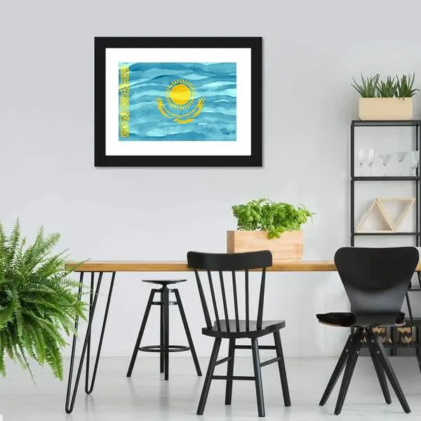 Flag Of Kazakhstan Canvas Wall Art