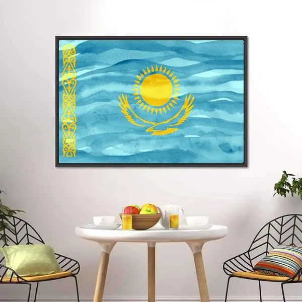 Flag Of Kazakhstan Canvas Wall Art