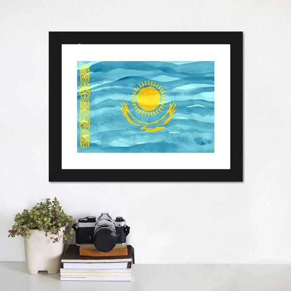 Flag Of Kazakhstan Canvas Wall Art