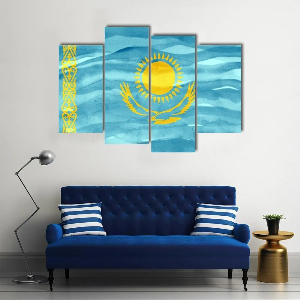 Flag Of Kazakhstan Canvas Wall Art