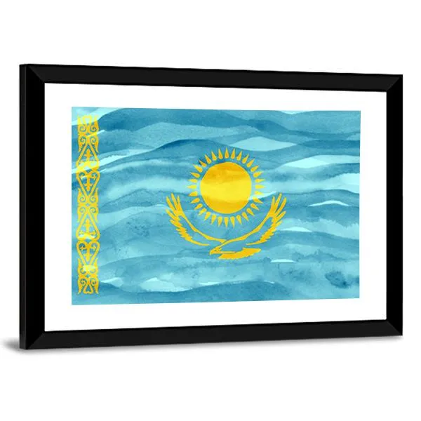 Flag Of Kazakhstan Canvas Wall Art