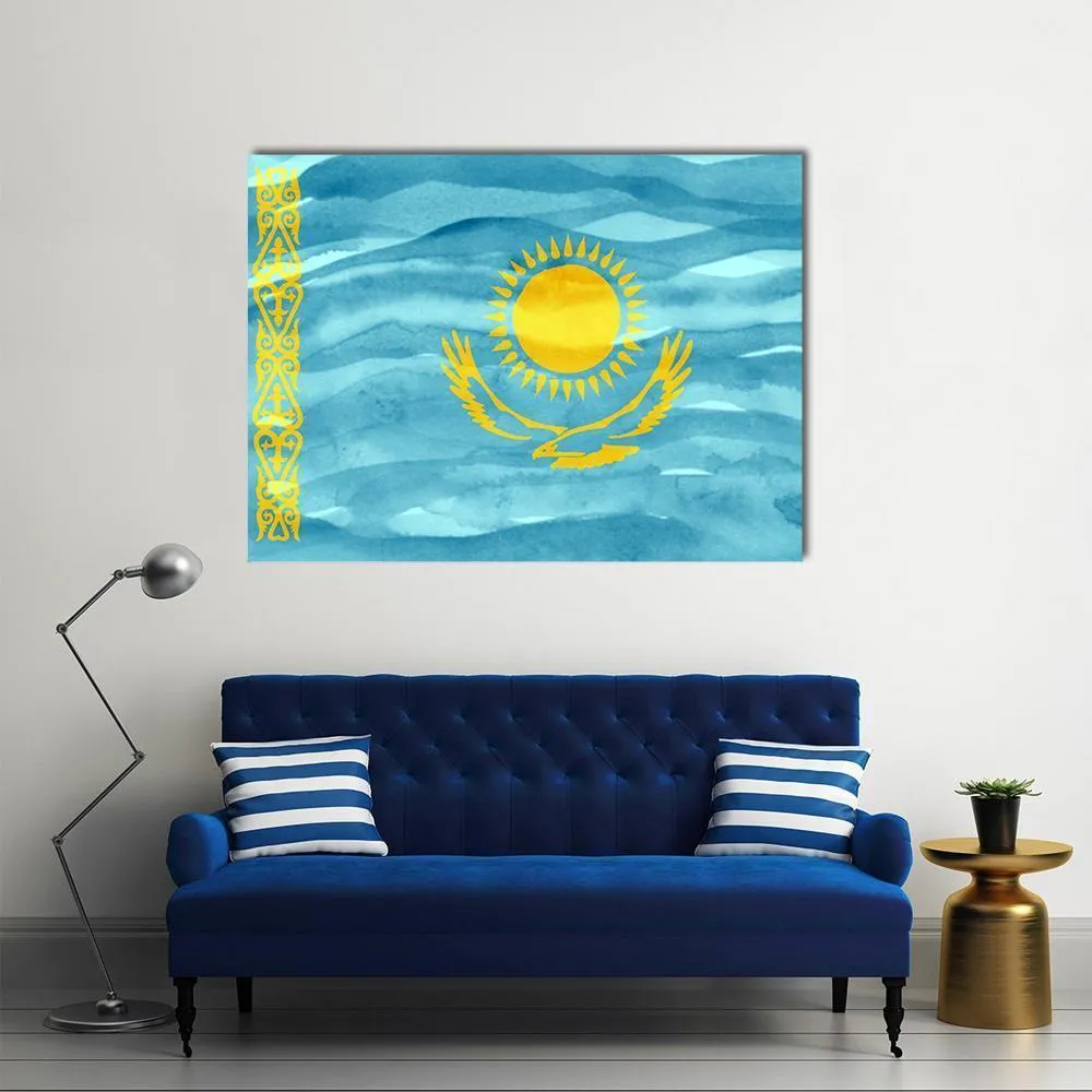 Flag Of Kazakhstan Canvas Wall Art