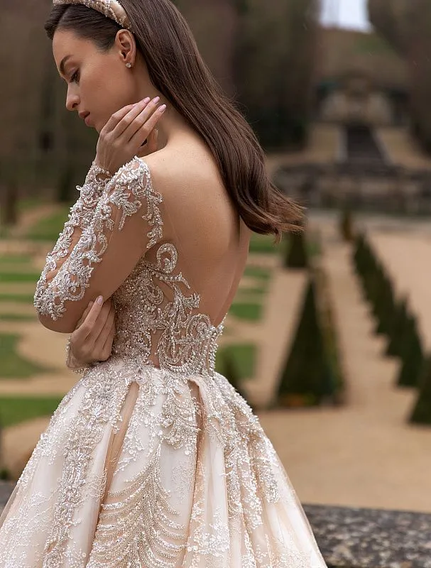 Jacqueline Elegant Long Sleeves White Wedding Dress