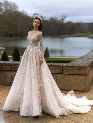 Jacqueline Elegant Long Sleeves White Wedding Dress