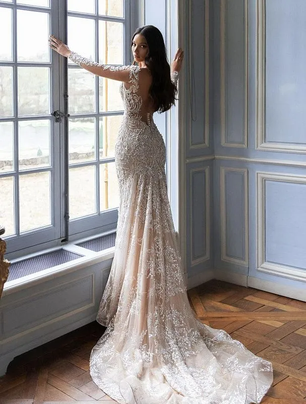 Jacqueline Elegant Long Sleeves White Wedding Dress