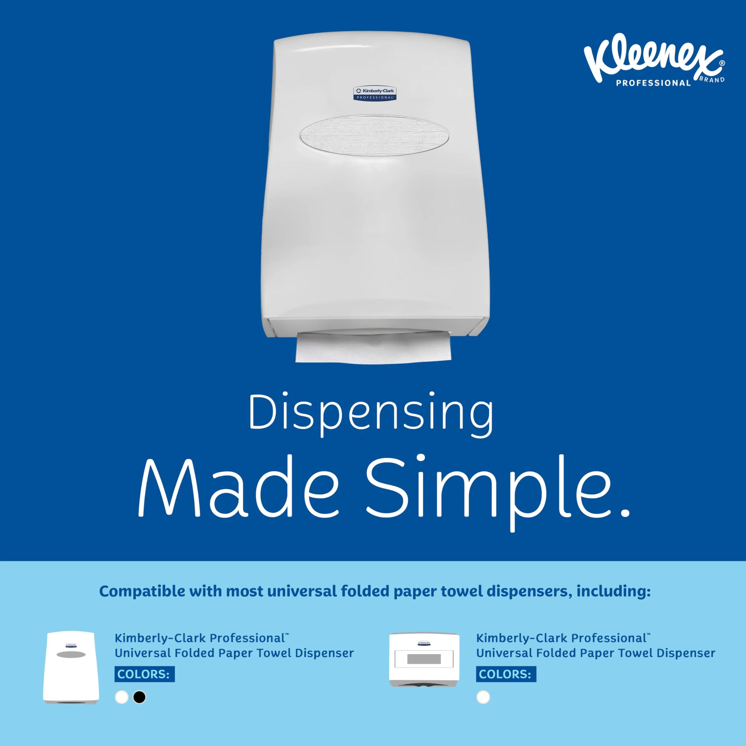 Kleenex Professional Universal Multifold Paper Towels, Bulk (01890), Absorbency Pockets, 9.2" x 9.4" Towel, White (150 Sheets/Pack, 16 Packs/Case, 2,400 Sheet Total)